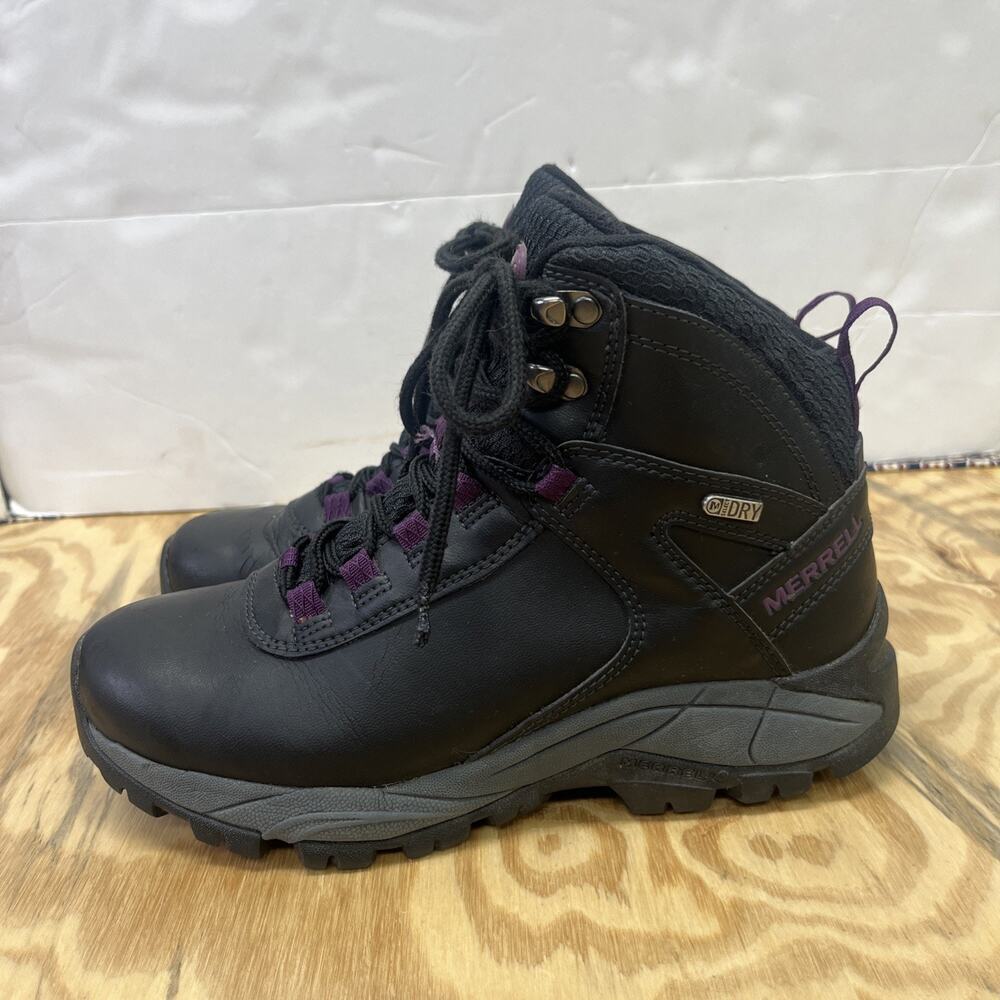 Merrell Vego Waterproof Hiking Boot Black Leather Womens 6.5 Outdoor Utility - Picture 2 of 12